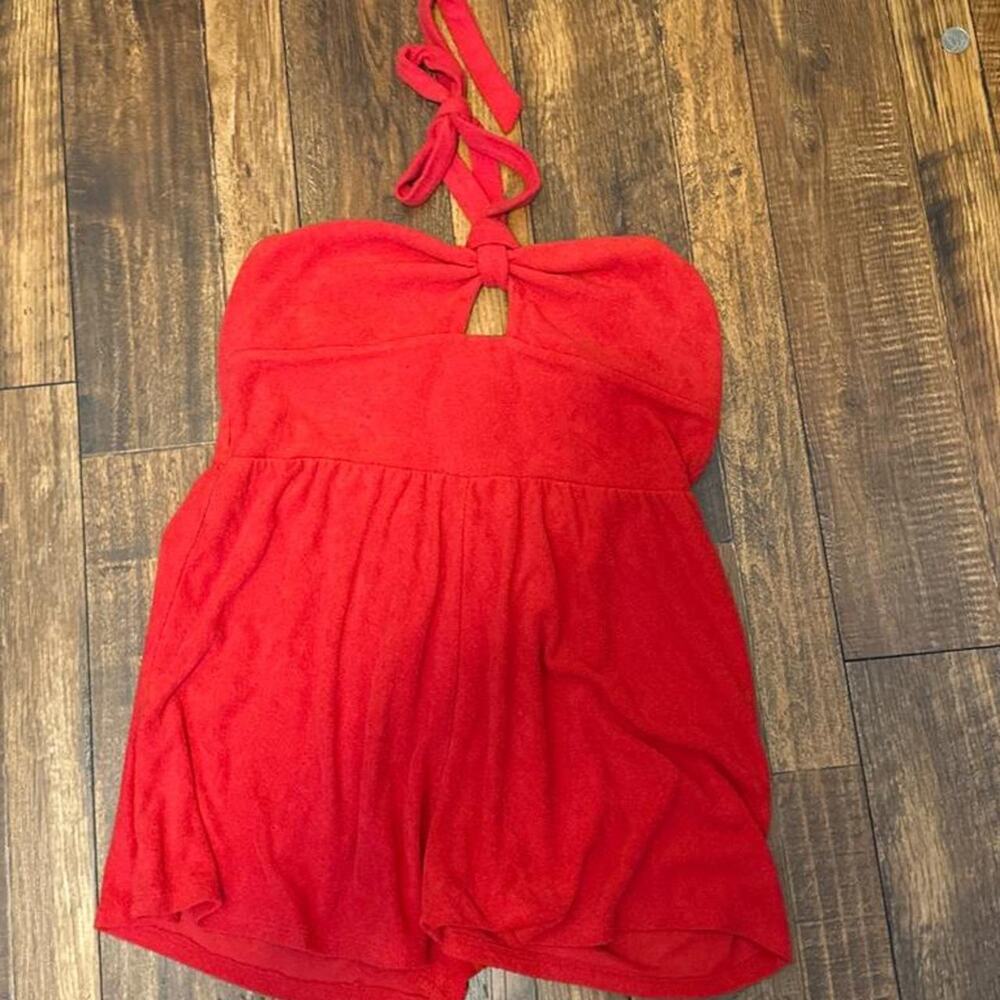 Red Terry Romper (Size L)